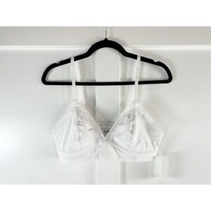 Jenni On Repeat Floral Lace Trim Cotton Bralette White Womens Size‎ Large NWT